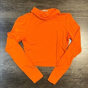 Orange Long-Sleeve Cropped Top